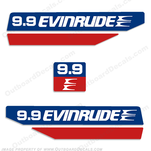 Evinrude 1970s 9.9hp Decal Kit 9.9, 1970, 70, INCR10Aug2021