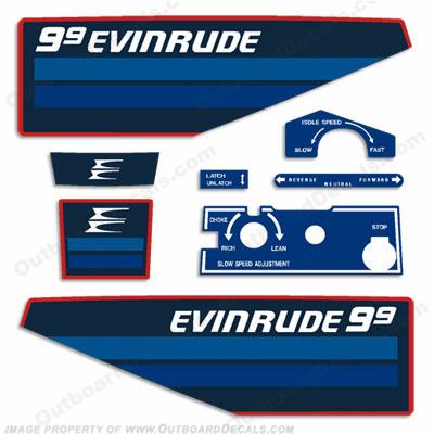Evinrude 1982 9.9hp Decal Kit evinrude 9.9, 82, INCR10Aug2021