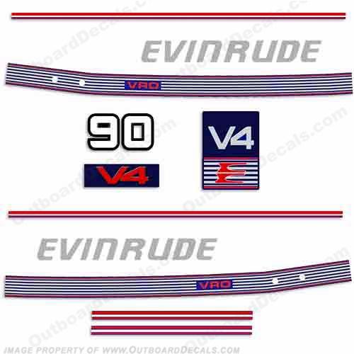 Evinrude 1989 - 1991 90hp Decal Kit INCR10Aug2021