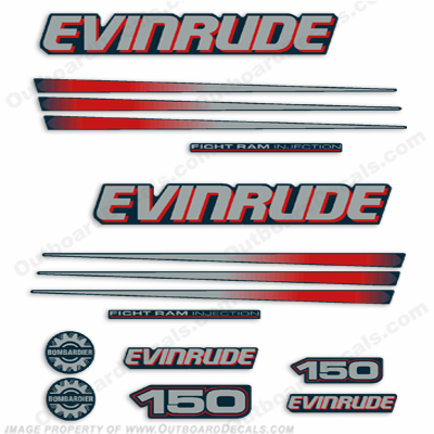 Evinrude 150hp Bombardier Decal Kit - Blue Cowl INCR10Aug2021