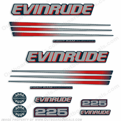 Evinrude 225hp Bombardier Decal Kit - Blue Cowl INCR10Aug2021