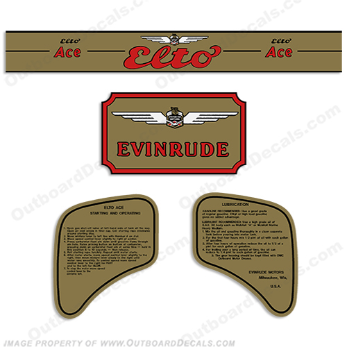 Evinrude 1936-1941 1.8hp Elto Ace Decal Kit INCR10Aug2021