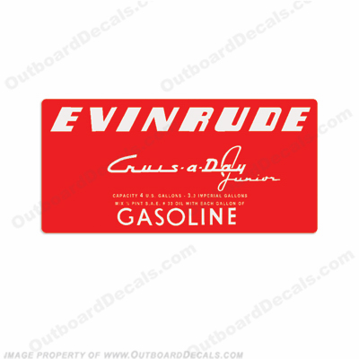 Evinrude 1953-1956 4 Gallon Fuel Tank Decal INCR10Aug2021