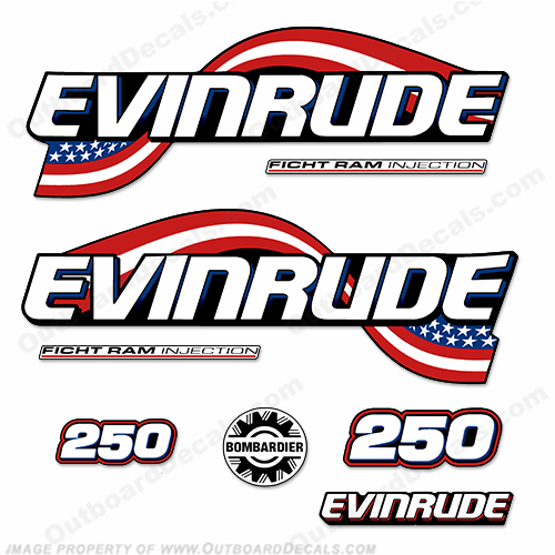 Evinrude 250hp Flag Series Decals INCR10Aug2021
