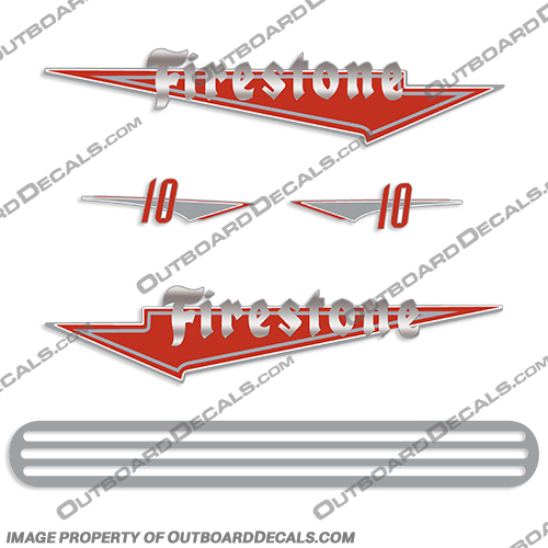 Firestone 1958 10hp Outboard Decal Kit firestone, outboard, decal, 10hp, 10, hp, 1958, 58