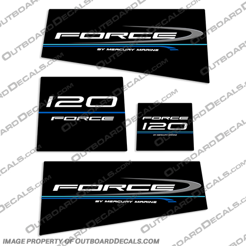 Mercury Marine Force 120hp Decal Kit 1995 1996 and Up Style  Mercury, Marine, Force, 120, 120hp, hp, horse, power, horsepower, Decal, Decals, Kit, 1995, 1996, up, style, and,