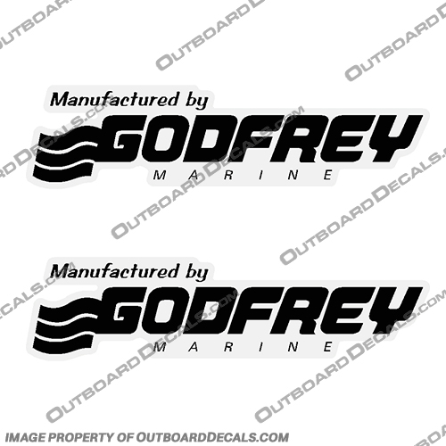 Manufactured By Godfrey Marine Pontoon Boat Logo Decals - Any Color!   by godfrey, INCR10Aug2021, godfrey, marine, boats, fun, deck, boat, decal, set, of, two, decals, for, hurricane, fun, deck, etc