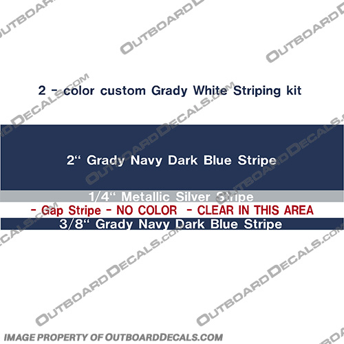 Grady White Custom Striping  grady, white, gradywhite, striping, custom, 2, 3, color, stripes, navy, dark, blue, silver, boat, pinstripe,