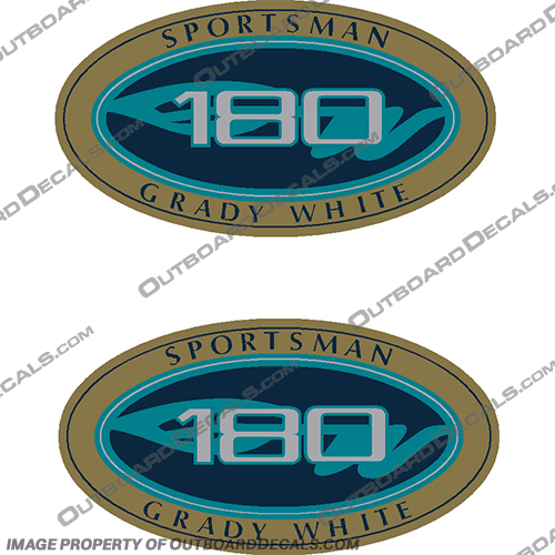 Grady White Sportsman 180 Logo Decals (Set of 2) grady, white, 180, sportsman, new, colors, decals, stickers, set, of, two, 2