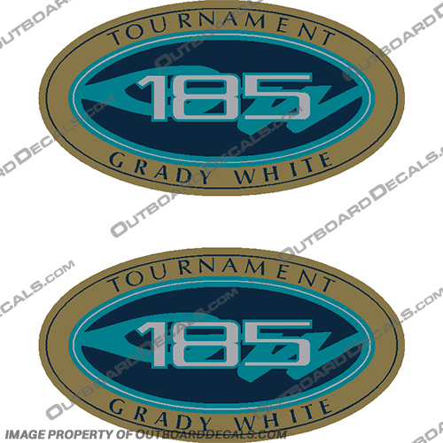Grady White Tournament 185 Logo Decals (Set of 2) grady, white, 185, tournament, new, colors, decals, stickers, kit, set, of, two, 2, logo, logos