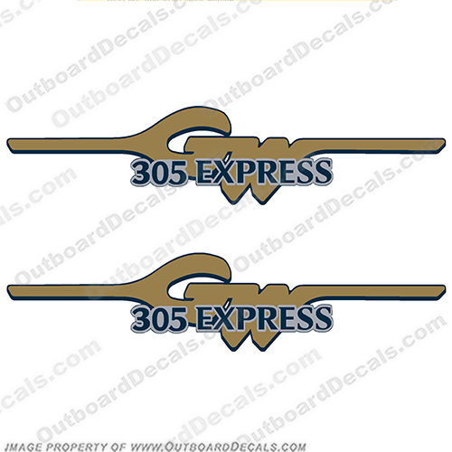 Grady White 305 Express Logo Decals   grady, white, 305, express, boat, cabin ,decal, sticker, kit, set