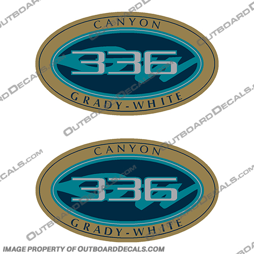 Grady White Canyon 336 Logo Decals (Set of 2) grady, white, canyon, 336, logo, oval, decal, decals, set, of, 2, two
