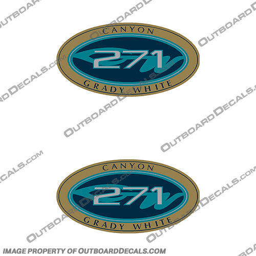 Grady White Canyon 271 Logo Decals (Set of 2)  grady, white, gradywhite, boats, 271, canyon, boat, hull, logo, decal, sticlker, kity, set, of, two