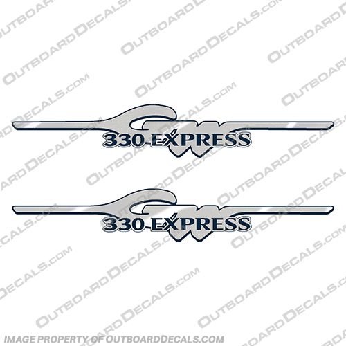 Grady White 330 Express Logo Decals Flat Metallic Silver Version Grady, white, 330, express, logo, decal, decals, flat, metallic, silver, flake, version,