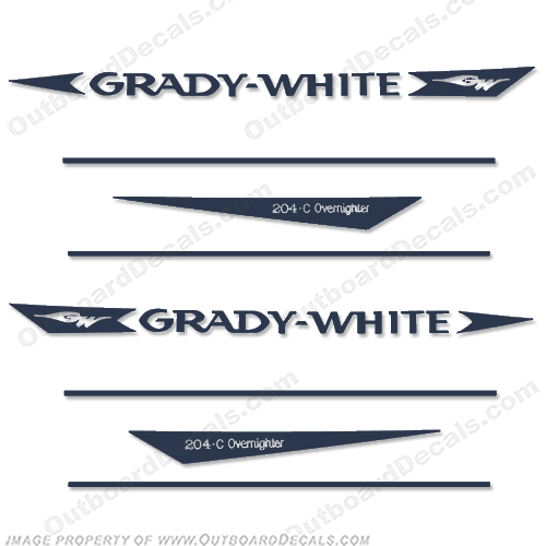 Grady White Overnighter 204-C Decal Kit over nighter, overnight, over, nighter, INCR10Aug2021