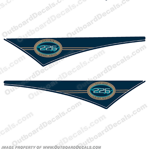 Grady White Seafarer 226 Pennant Decals 25.5"/37" size Gold or Silver grady, white, seafarer, 226, pennant, 26, inch, size, decal, sticker, gold, silver, 37, 37", 26", 25.5, 25.5"