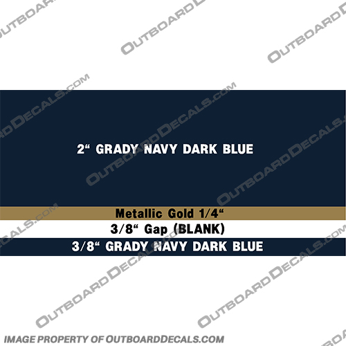 Boat Striping Grady White - Navy Metallic Gold Navy  grady, white, gradywhite, striping, custom, 2, 3, color, stripes, navy, dark, blue, silver, boat, pinstripe, navy, metallic, Gold