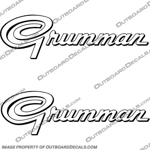Grumman Boat Decals - Style 2 - (Set of 2)  grumman, boat, decal, decals, stickers, style, 2, style 2, outboard, motor, engine, name