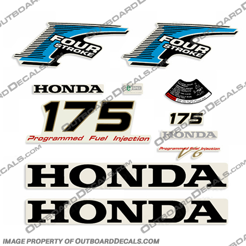 Honda 175hp 4-Stroke V-Tec Decals honda, fourstroke, four, stroke, 4stroke, 4-stroke, vtec, v tec, v-tec, boat, decals, stickers, decal, 175hp, 175 hp, 175, hp, set, 