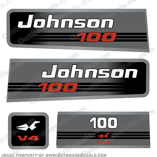 Johnson 100hp V4 Decals johnson, 100, v4, outboard, motor, engine, decal, sticker, kit, set