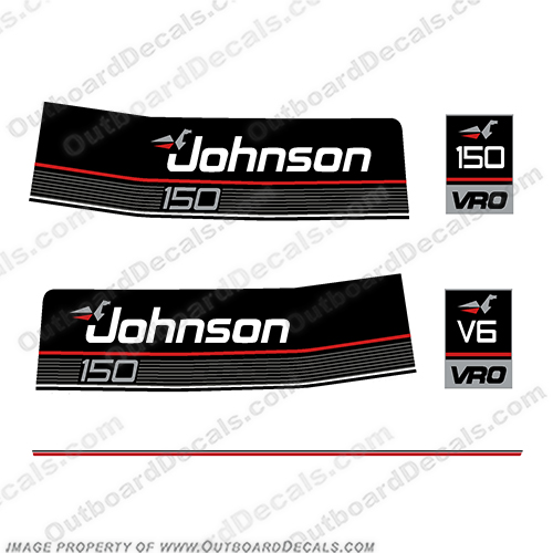 Johnson 1986-1989 150hp VRO Decals  johnson, 150hp, 150 hp, 150, 1999, 99, ho, high, output, outboard, engine,  decals,  decals, sticker, kit, set, black, INCR10Aug2021