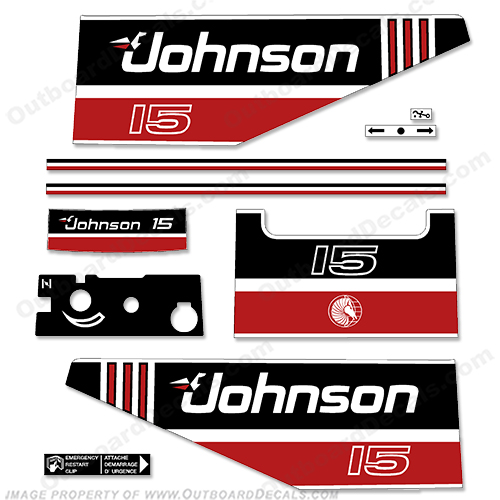 Johnson 15hp Decals - 1991 15 hp, 1991, 15, 91, INCR10Aug2021