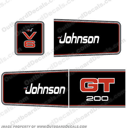 Johnson 1990s GT 200 Decals 1991, 1992, 1993, 1994, 1995, gt200, gt150, 150, gt, v6, VJ150SLEI6, VJ200SLEI6, johnson, 200, gt, 1992, 1991, 1990, 1993, outboard, engine, motor, decal, sticker, kit, set