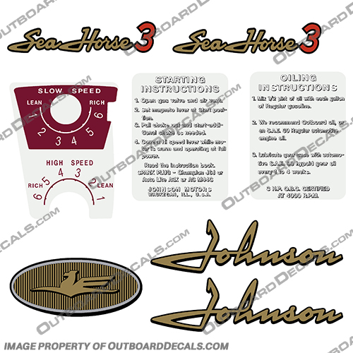 Johnson 1958 3hp Decals with Control Decal Choke Cutout Johnson, 1958, 3, 3hp, Decal, Decals, With, Control, Decal, Choke, Cutout
