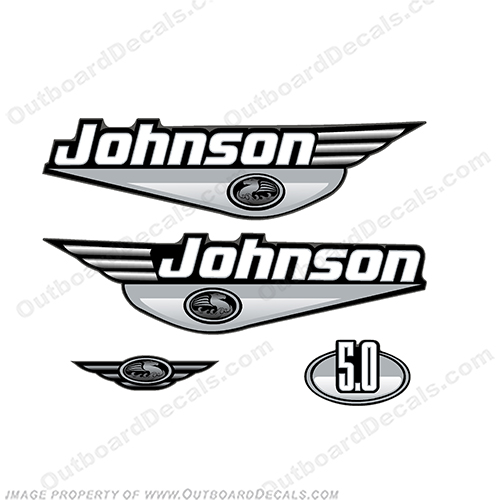 Johnson 5.0hp Decals (Silver) - 2000+ 5, 5hp, , INCR10Aug2021