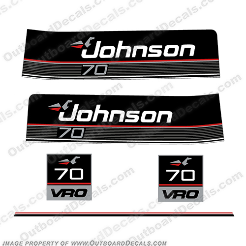 Johnson 1989-1990 70hp VRO Decals 1989, 1990, johnson, 70, 70hp, 89, 90, outboard, motor, engine, decal, sticker, kit, set, INCR10Aug2021