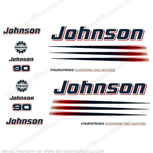 Johnson 90hp Fourstroke Decals (White Cowl) 2004+  90 hp, 90, 2004, 04, 05, 06, 07, 08, four-stroke, four, stroke, four stroke, 4 stroke, 4stroke, 4-stroke, INCR10Aug2021