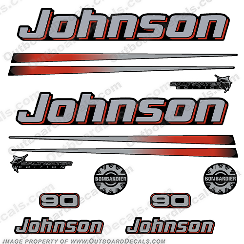 Johnson 90hp Saltwater Decals (Grey Cowl) 2002 2003 2004 2005 2006 johnson, 90, hp, 90hp, graphite, grey, cowl, saltwater, edition, decal, sticker, kit, set, of, decals, stickers, 2002, 2003, 2004, 2005, 2006, 02, 03, 04, 05, 06,