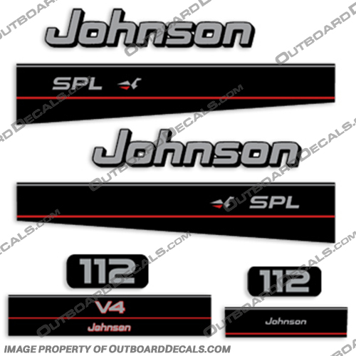 Johnson 1995 1996 1997 112hp SPL Decal Kit Johnson, 1995, 1996, 1997, 95, 96, 97, 1995 - 1997, 112, 112hp, hp, horse, power, horsepower, 122, 122hp, SPL, Decal, Decals, kit