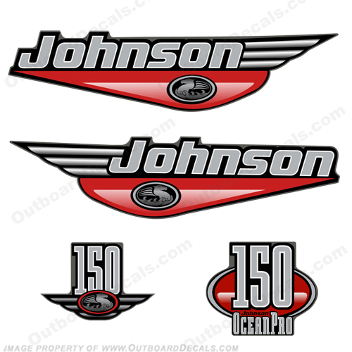 JOHNSON 150HP OCEANPRO DECALS - Any Color Johnson, Ocean Pro, pro, 150hp, 150, hp, 150 hp, ocean, pro, 1999,