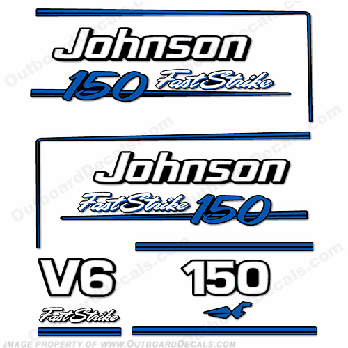 Johnson 150hp V6 FastStrike Decals - 1991 - 1996 (Blue) Fast Strike, 150, INCR10Aug2021