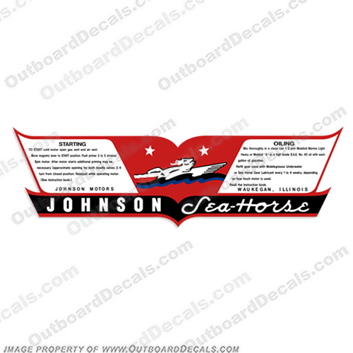Johnson 2.1hp Sea Horse Decal Kit - DS37-DS38 johnson, seahorse, sea, horse, 2.1, hp, 2.1hp, decal, kit, stickers, 1937, 1938, vintage, engine, motor, 37, 38, 2.1 hp, DS37, DS38, ds37, ds38, 