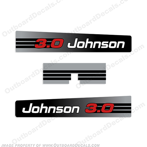 Johnson 3hp Decals - 1992 - 1993 - 1994 3 hp, 1992, 92, 1993, 3, 93, 94, INCR10Aug202, outboard, motor, engine, decal, sticker, kit, set, johnson, vintage, motors, decals