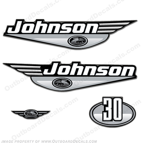 Johnson 30hp Decals - Silver  Johnson, 30, Ocean pro, 30HP, , INCR10Aug2021