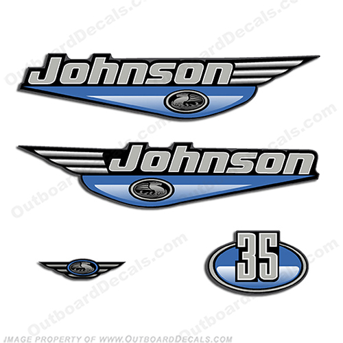 Johnson 35hp Decals - Blue 35, 2 stroke, ocean pro, ocean, pro, two, four, stroke, INCR10Aug2021