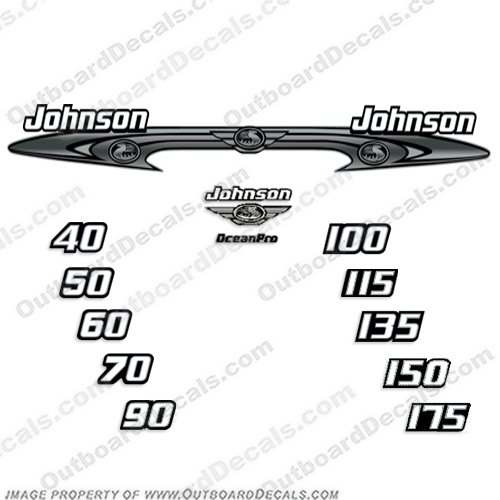 Johnson 40-50-60-70-90-115-150-175 OceanPro Decals - Wrap Around ocean, pro, ocean pro, ocean-pro, 90, 115, 150, 175, 70, 40, 50, 60, hp, INCR10Aug2021