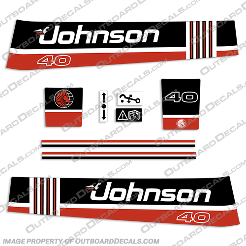 Johnson 40hp Sea Horse Decals - Early 1990s johnson,decals,40,hp,1991,outboard,motor,stickers
