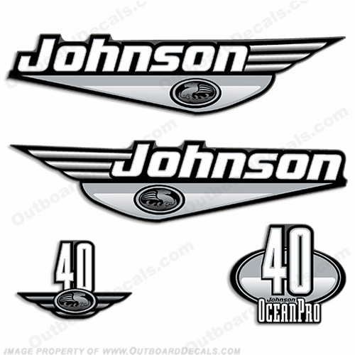 Johnson 40hp OceanPro Decals - Select the color of your choice from Dark Blue, Bright Blue, Red or Silver  ocean, pro, ocean pro, ocean-pro, INCR10Aug2021, 40, 40hp