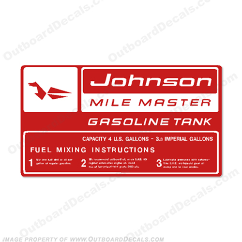 Johnson 1959 4 Gallon Gas Tank Decal INCR10Aug2021