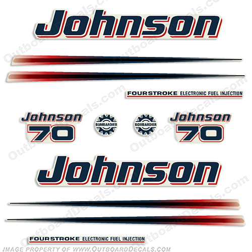 Johnson 70hp FourStroke Decals - 2002 - 2006 70, 2003, 2004, 2005, INCR10Aug2021