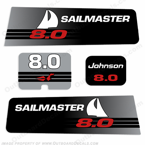 Johnson 1992 8.0hp Sailmaster Decal Kit INCR10Aug2021