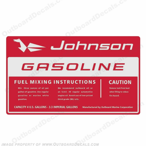 Johnson 1964 4 Gallon Gas Tank Decal INCR10Aug2021
