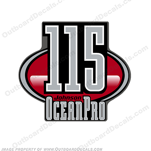Johnson Ocean Pro Single "115" Rear Decal - You choose color  ocean, pro, ocean pro, ocean-pro, johnson, rear, front, single, individual, sticker, 115, 115hp, INCR10Aug2021