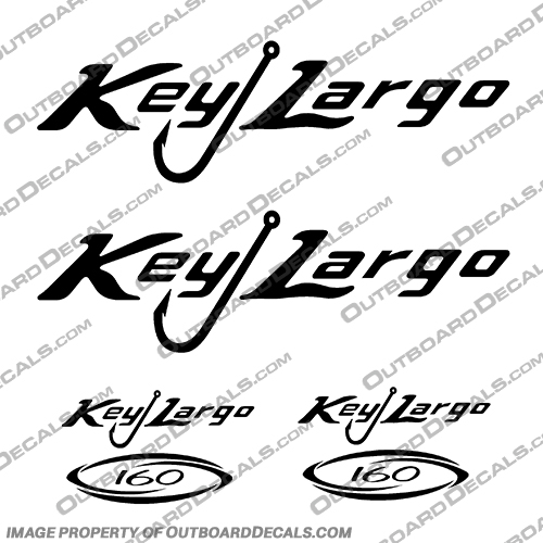 Key Largo 160 Boat Decal Package - Black keylargo, key, largo, 160, boat, decal, package, decals, black, 