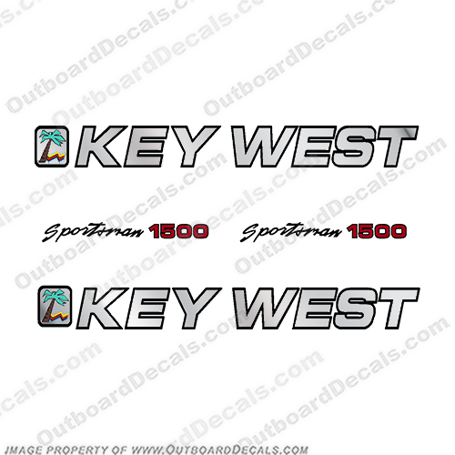 Key West Sportsman 1500 Chrome / Red Boat Decals sportsman, sports, man, sportman, sportsmen, key, west, keywest, boat, boats, decal, sticker, kit, set