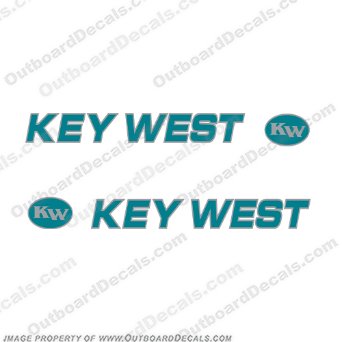 Key West Boat Decals (Set of 2) - Teal/Silver - Original  INCR10Aug2021